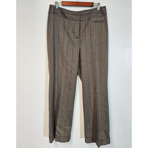 Chicos Pin Stripe Wide Leg Cuff Women’s Dress Pants Size 2 Reg (12) Office Siren